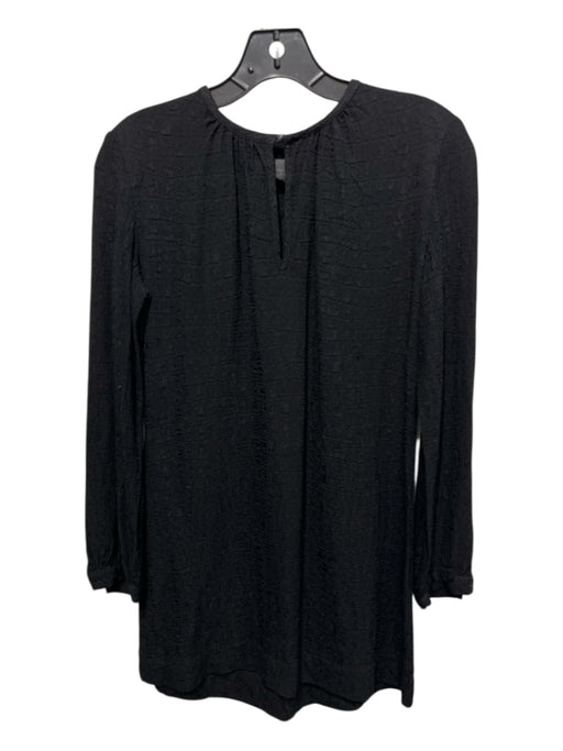 Nili Lotan Size M Black Viscose Blend Keyhole Front Textured Gathered Neck Top Black / M