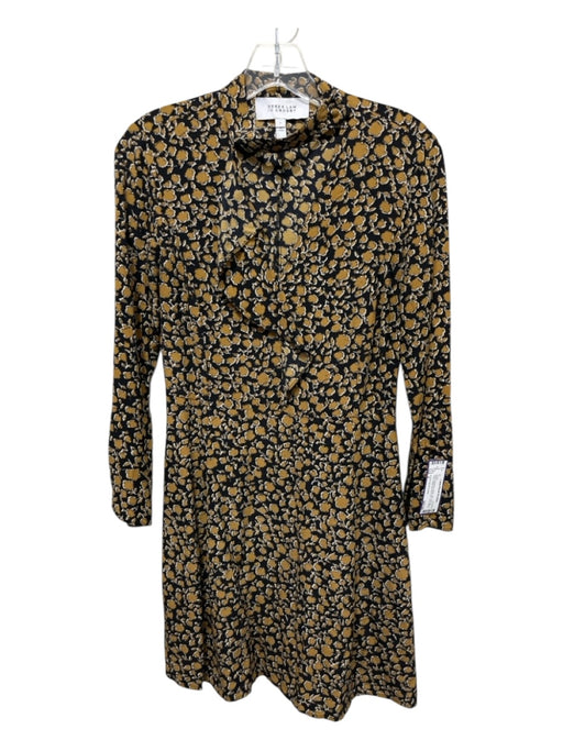 Derek Lam 10 Crosby Size 4 Black & Mustard Yellow Silk Side Zip Dress Black & Mustard Yellow / 4