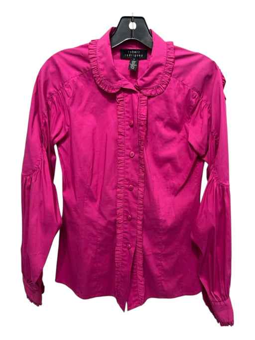 Robert Rodriguez Size 0 Fuschia Pink Cotton Blend Button Peter Pan Collar Top Fuschia Pink / 0
