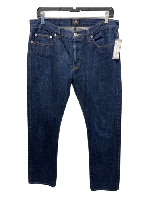A.P.C Size 32 Med Dark Wash Cotton Denim Mid Rise Contrast Stiching Jeans Med Dark Wash / 32