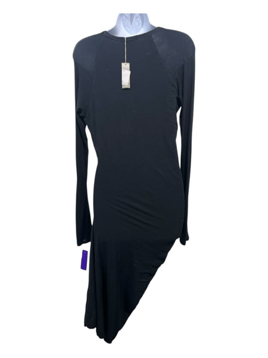 James Perse Size 3 Black Cotton Long Sleeve V Neck Fitted Maxi Dress Black / 3