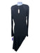 James Perse Size 3 Black Cotton Long Sleeve V Neck Fitted Maxi Dress Black / 3