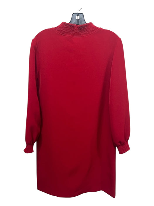 A.P.C Size 40 Red Long Balloon Sleeve Smocked Neck Shift Midi Dress Red / 40