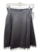 Zang Toi Size Est XS Brown Leather Zip Back Pleated Hem Detail Skirt Brown / Est XS