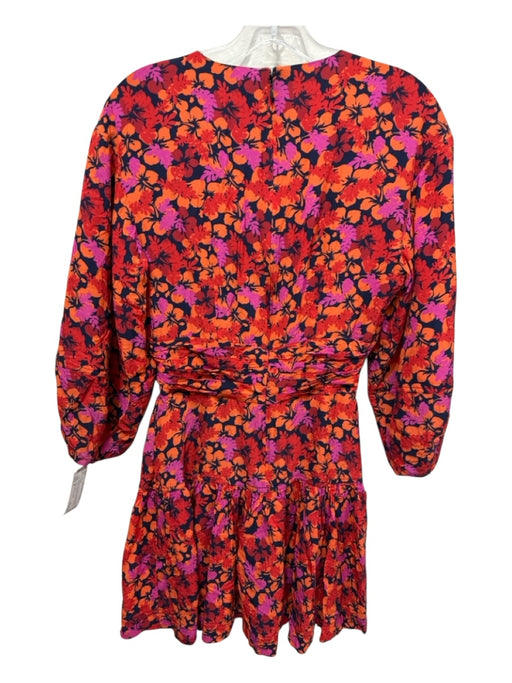 Derek Lam 10 Crosby Size 4 Orange, Red, Purple Viscose Floral Cut Out Mini Dress Orange, Red, Purple / 4