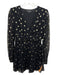 Intermix Size 4 Black & Gold Polka Dot Gathered Waist Above Knee Dress Black & Gold / 4