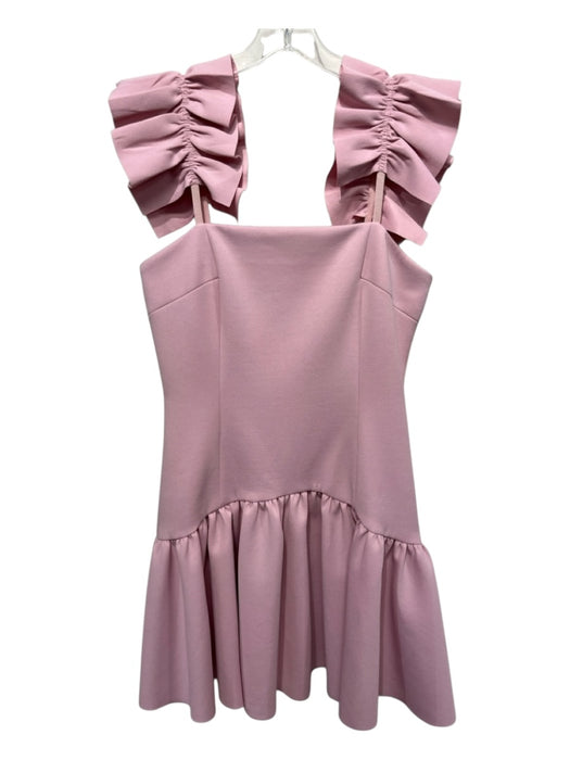 Elliatt Size M Pink Polyester Blend Drop Waist Ruffle Straps Mini Dress Pink / M