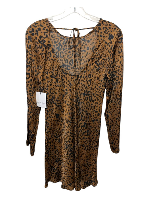 Bella Dahl Size S Brown & Black Viscose Blend Tie Back Leopard Print Mini Dress Brown & Black / S