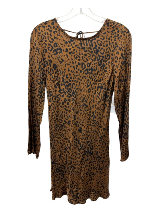 Bella Dahl Size S Brown & Black Viscose Blend Tie Back Leopard Print Mini Dress Brown & Black / S