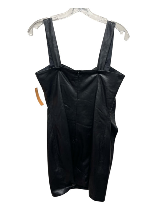 Nanushka Size M Black PU leather Straight Neckline Oversized Ruffle Mini Dress Black / M