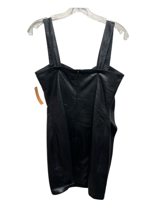 Nanushka Size M Black PU leather Straight Neckline Oversized Ruffle Mini Dress Black / M