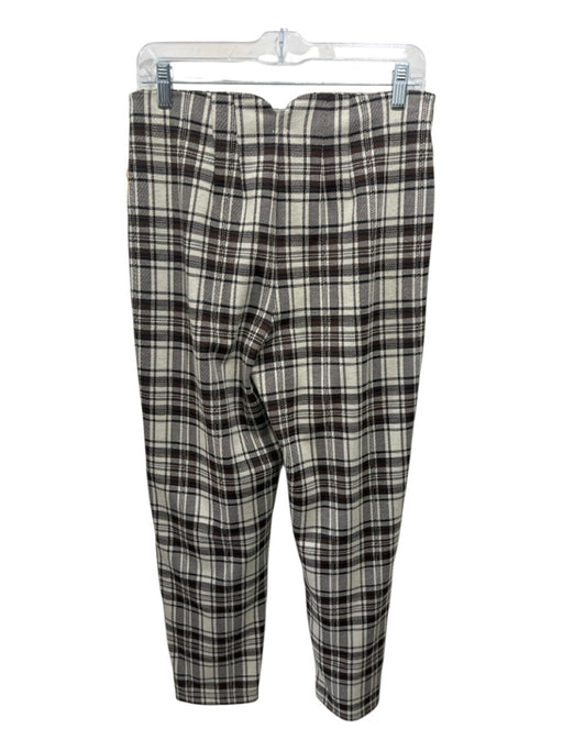 Free People Size XS Cream, Brown, Black Polyester High Rise Plaid Tapered Pants Cream, Brown, Black / XS