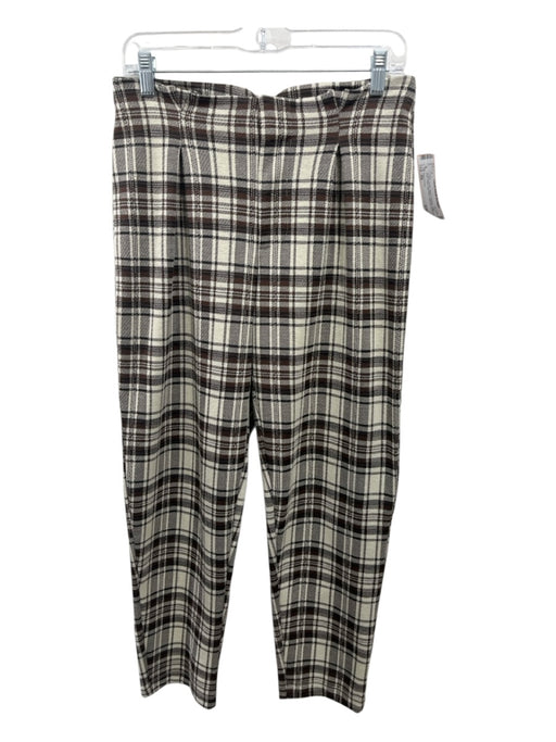 Free People Size XS Cream, Brown, Black Polyester High Rise Plaid Tapered Pants Cream, Brown, Black / XS