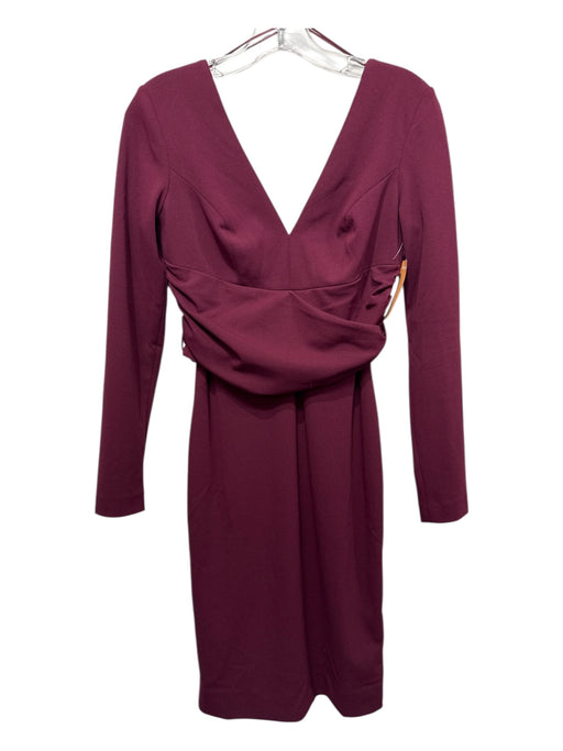 Dress the Population Size XS Burgundy Polyester Long Sleeve V Neck Dress Burgundy / XS