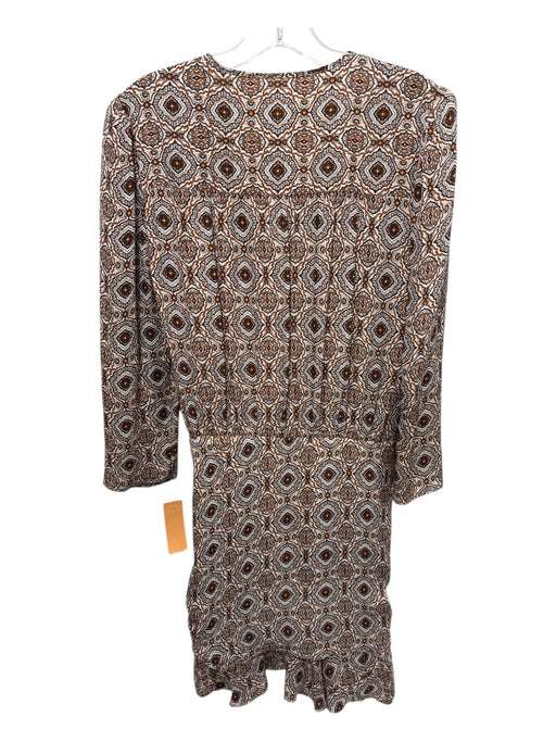 Veronica Beard Size 6 Brown, Cream, Orange Silk Long puff sleeve Mini Dress Brown, Cream, Orange / 6