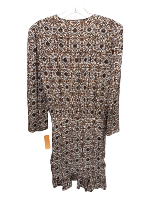 Veronica Beard Size 6 Brown, Cream, Orange Silk Long puff sleeve Mini Dress Brown, Cream, Orange / 6