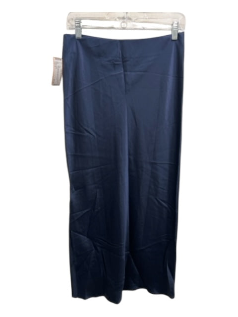 Lilysilk Size 8 Navy Blue Mulberry Silk Elastic Waistband Solid Midi Skirt Navy Blue / 8