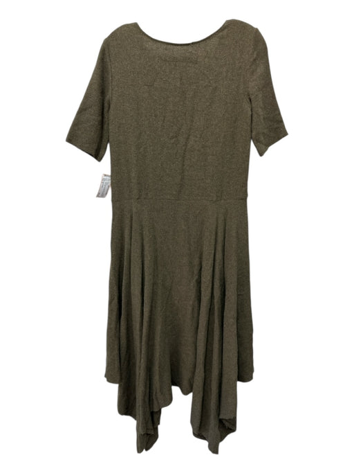 Raquel Allegra Size 0 Olive Green Viscose Blend Short Sleeve Raw Edge Dress Olive Green / 0