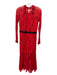 Three Floor Size 12 Red & Black Polymide Blend Lace Overlay Long Sleeve Dress Red & Black / 12