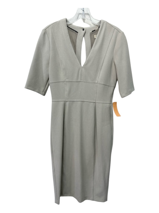 Burberry London Size 8 Taupe Polyester V Neck Paneled Back Zip Dress Taupe / 8