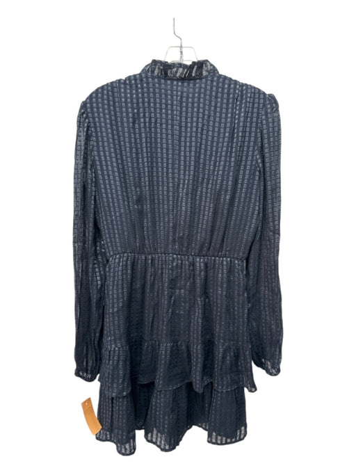 Marie Oliver Size XS Black & Navy Silk & Viscose Long Sleeve Square V Neck Dress Black & Navy / XS