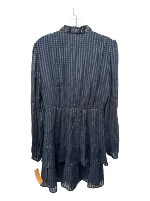 Marie Oliver Size XS Black & Navy Silk & Viscose Long Sleeve Square V Neck Dress Black & Navy / XS