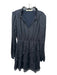 Marie Oliver Size XS Black & Navy Silk & Viscose Long Sleeve Square V Neck Dress Black & Navy / XS