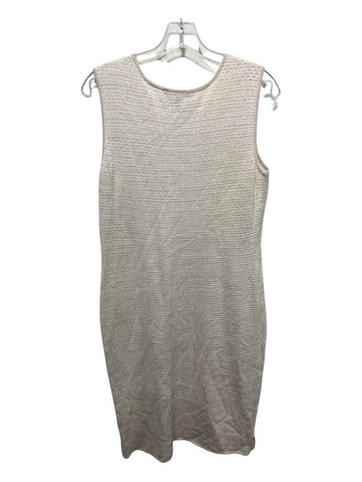 Ming wang Size M Cream & Gold Acrylic Blend Knit Metallic Thread Shift Dress Cream & Gold / M
