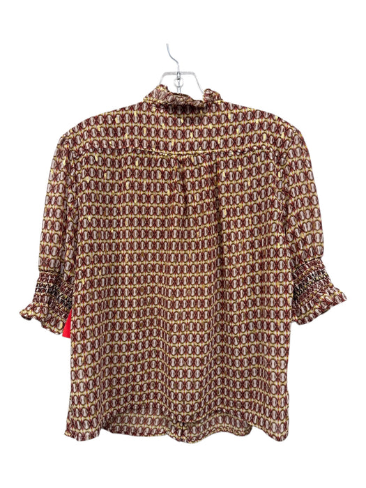 The Shirt Rochelle Behrens Size L white, orange, multi Polyester Button Up Top white, orange, multi / L