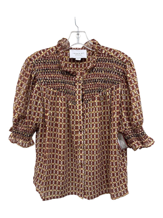 The Shirt Rochelle Behrens Size L white, orange, multi Polyester Button Up Top white, orange, multi / L