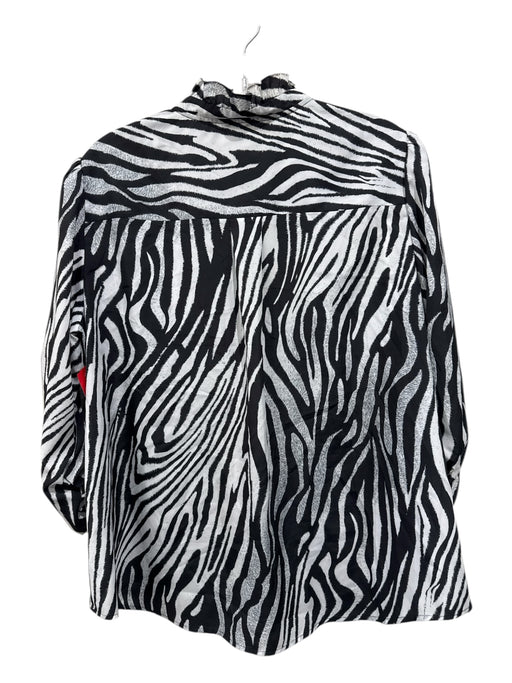 Madeleine Size 14 Black & White Polyester Button Up Zebra Print Top Black & White / 14
