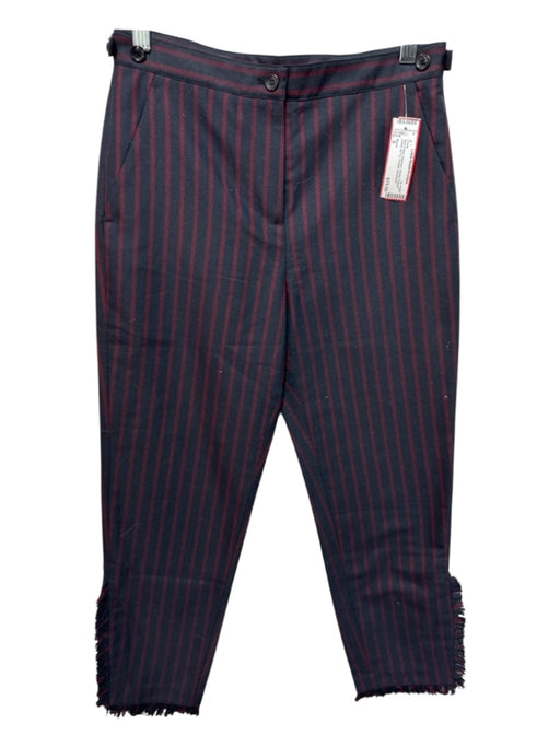 Marni Size S Blue & Red Polyester Striped Frayed Detail Zip Fly Pockets Pants Blue & Red / S