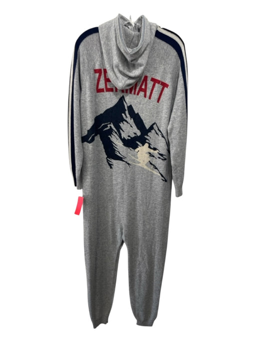 OnePiece Size Small Light Gray, Red & Blue Wool Blend Long Sleeve Hood Jumpsuit Light Gray, Red & Blue / Small