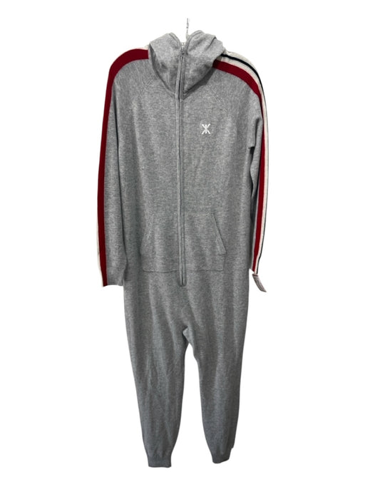 OnePiece Size Small Light Gray, Red & Blue Wool Blend Long Sleeve Hood Jumpsuit Light Gray, Red & Blue / Small