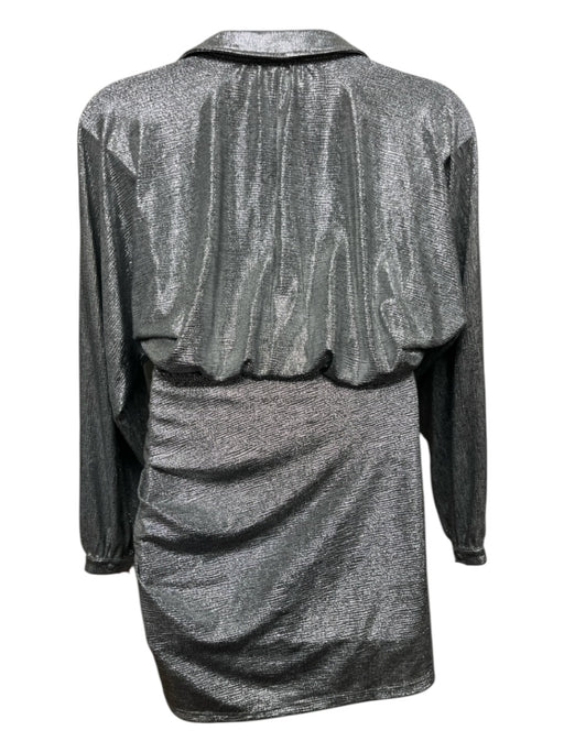Ramy Brook Size 12 Silver Polyester Metallic Surplice Dress Silver / 12