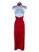 Lovers + Friends Size S Red Rayon Deep V Sleeveless High Slit Gown Red / S