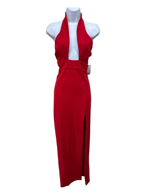 Lovers + Friends Size S Red Rayon Deep V Sleeveless High Slit Gown Red / S