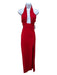 Lovers + Friends Size S Red Rayon Deep V Sleeveless High Slit Gown Red / S