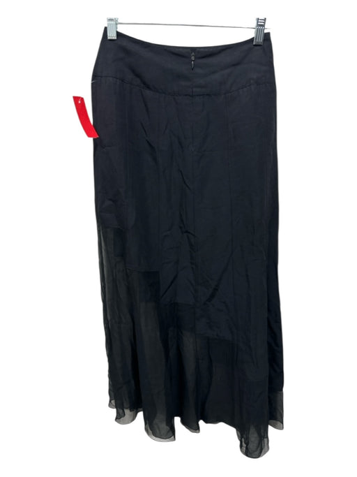 Karl Lagerfeld Size 36 Black Viscose Back Zip Geometric Sheer Detail Midi Skirt Black / 36
