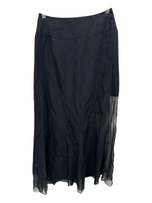 Karl Lagerfeld Size 36 Black Viscose Back Zip Geometric Sheer Detail Midi Skirt Black / 36