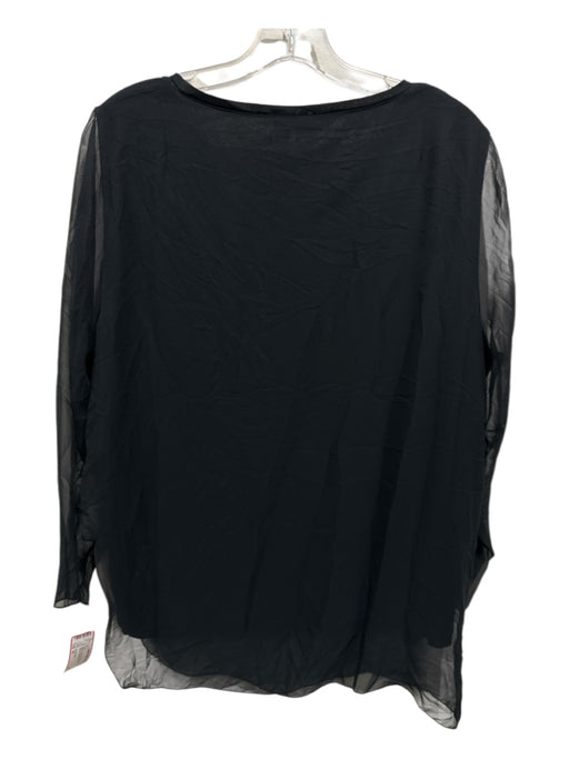 Akris Punto Size 14 Black Polyester Sheer Overlay Long Sleeve Top Black / 14