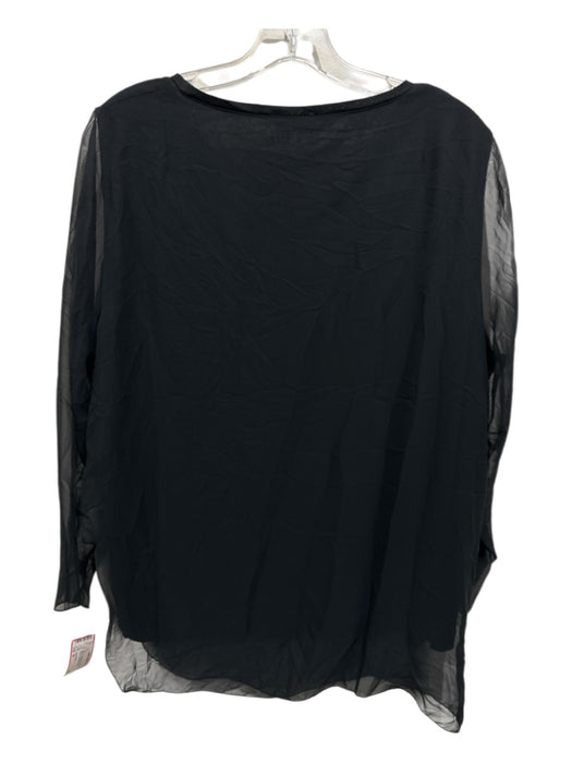 Akris Punto Size 14 Black Polyester Sheer Overlay Long Sleeve Top Black / 14