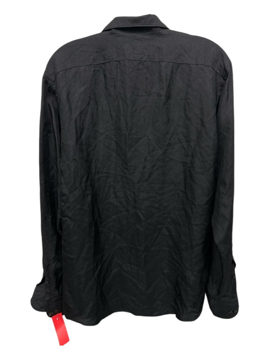 Eton Size L Black Silk Button Down Collared Long Sleeve Top Black / L