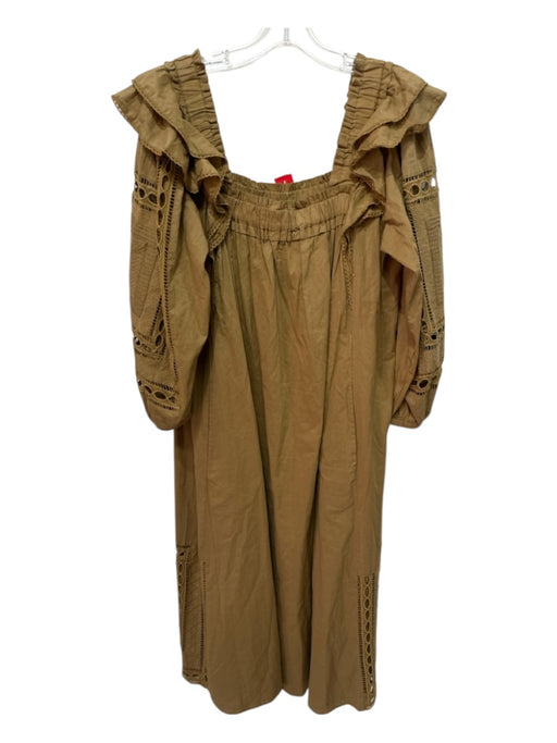 Mariacher Size S light brown Cotton Long Balloon Sleeve Embroidered Sleeve Dress light brown / S