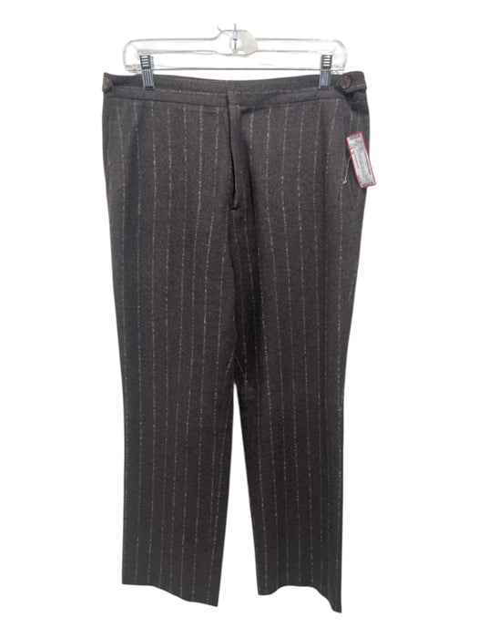 Ann Demeulemeester Size M Gray & White Wool High Rise Pinstripe Zip & Hook Pants Gray & White / M