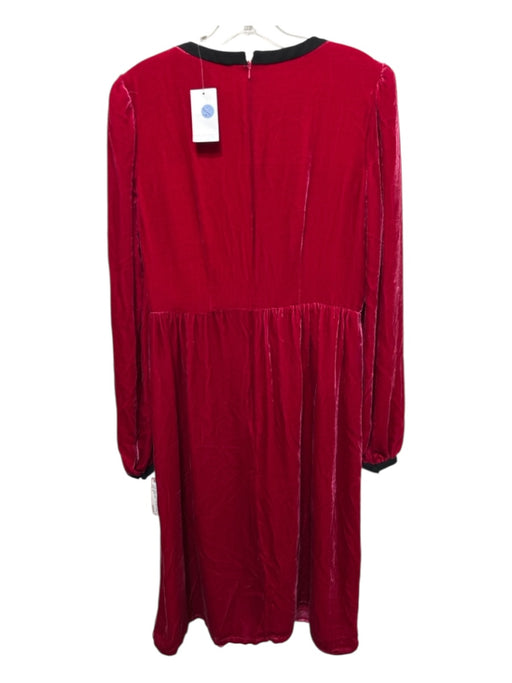 Saloni Size 6 Fuchsia Rayon & Silk Velvet Long Sleeve Cutout Bows Dress Fuchsia / 6