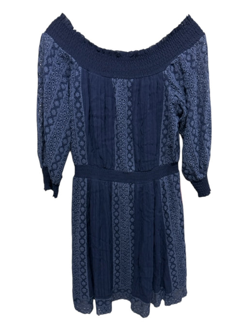 Alice + Olivia Size 8 Navy & Blue Viscose Off Shoulder Embroidered Dress Navy & Blue / 8