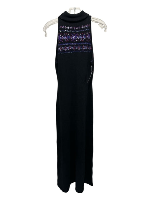 Ralph Lauren Size L Black, Purple & Multi Cashmere Rib Knit Turtle Neck Dress Black, Purple & Multi / L