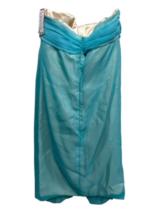 Roland Mouret Size 8 Aqua Polyester & Cotton Strapless Boning Bow Dress Aqua Blue / 8