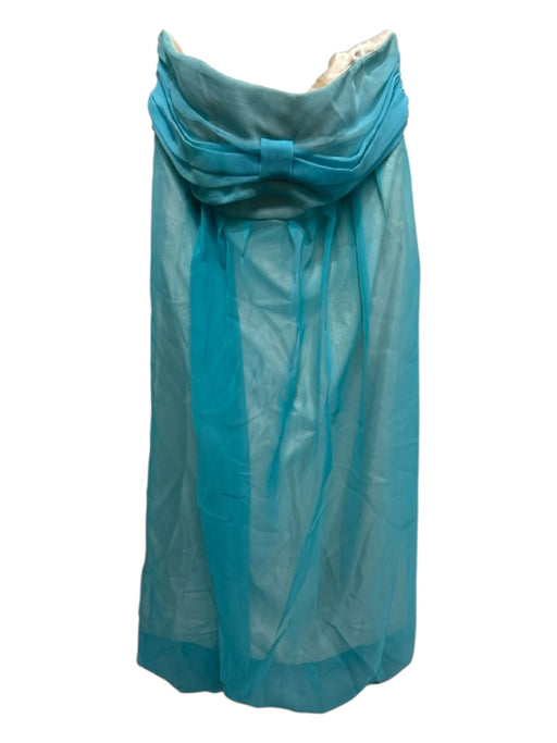 Roland Mouret Size 8 Aqua Polyester & Cotton Strapless Boning Bow Dress Aqua Blue / 8